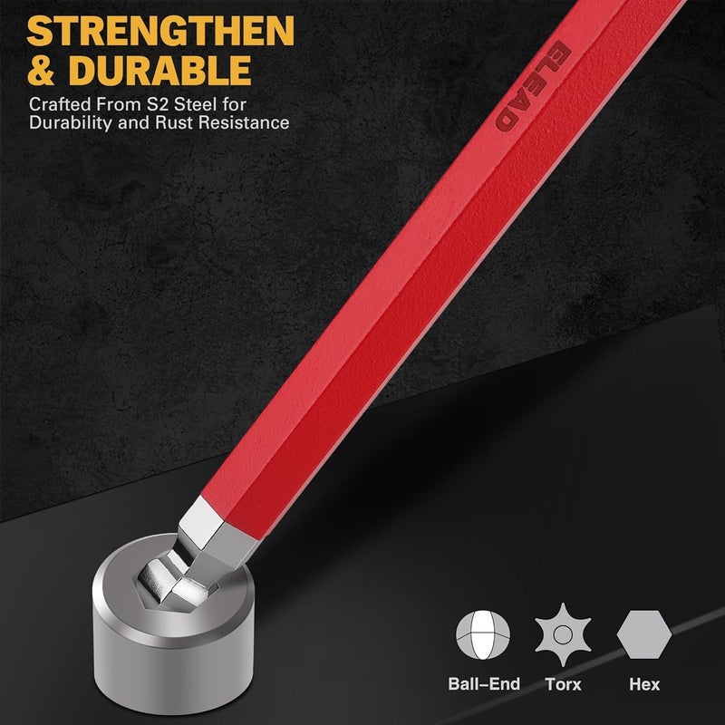 ELEAD Allen-Wrench Hex Torx Key Set: 29-Piece Rainbow Colored Allen Key Set, Long Arm Ball End, Metric SAE Standard Torx Star Wrenches with T-Handle and Extension Bar - Image 3